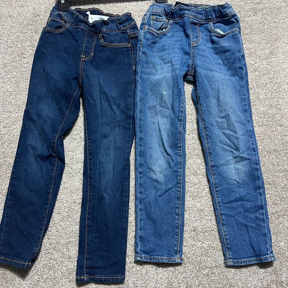 Old Navy Girls 2 Pair of Skinny Jeans Adjustable Waist Size 6-7